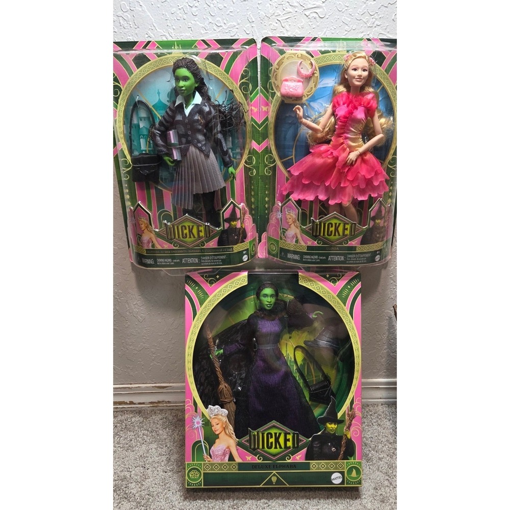 Wicked Doll Bundle Glinda, Elphaba at Shiz & Deluxe Elphaba Mattel URL Error